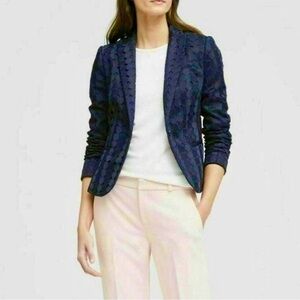NWOT Banana Republic Navy Eyelet Dot Lined One Button Long Sleeve Blazer Jacket